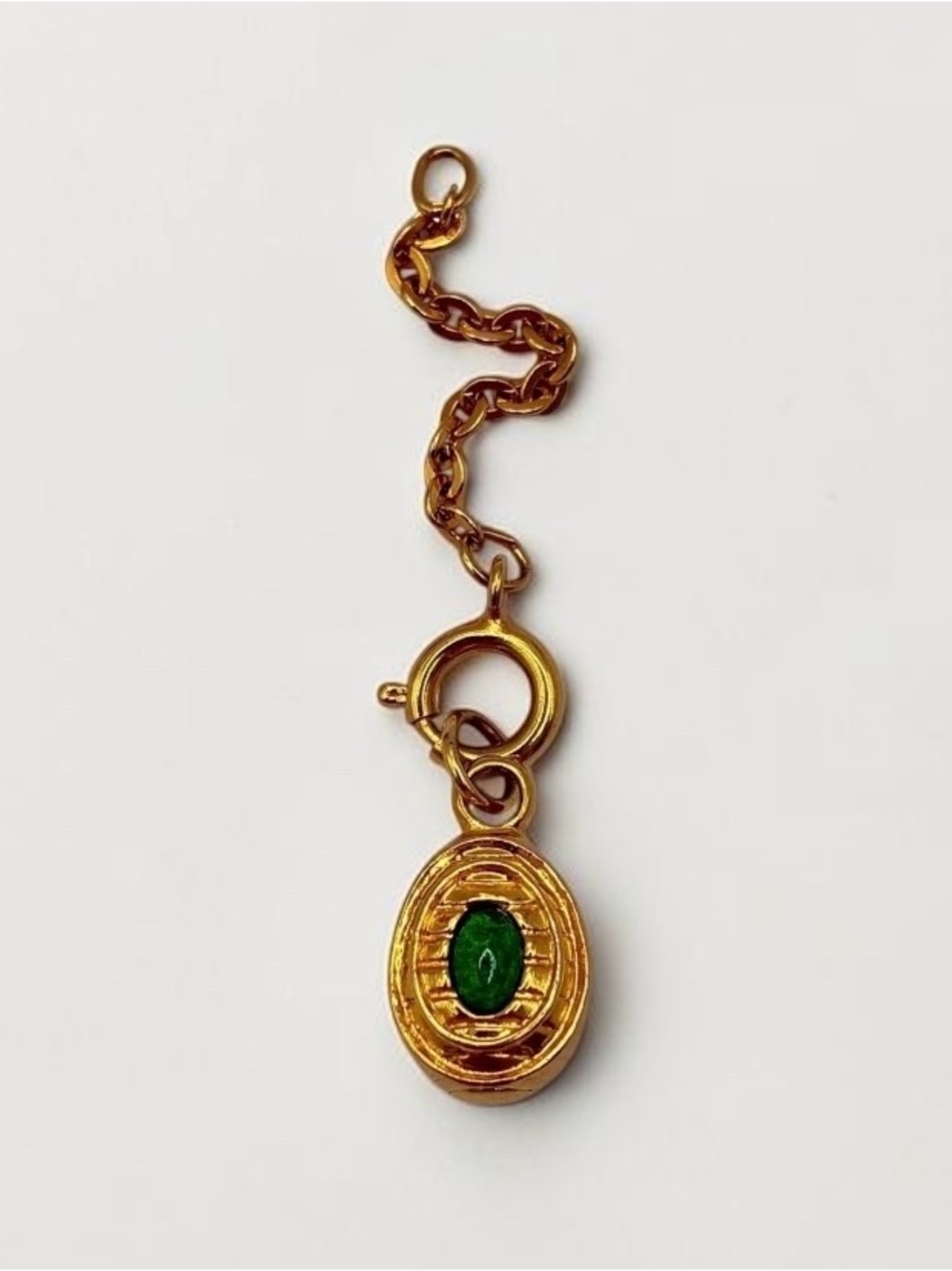 Joan Rivers  Green Cabochon Fabergé Egg Style Charm Pendant w/Extender